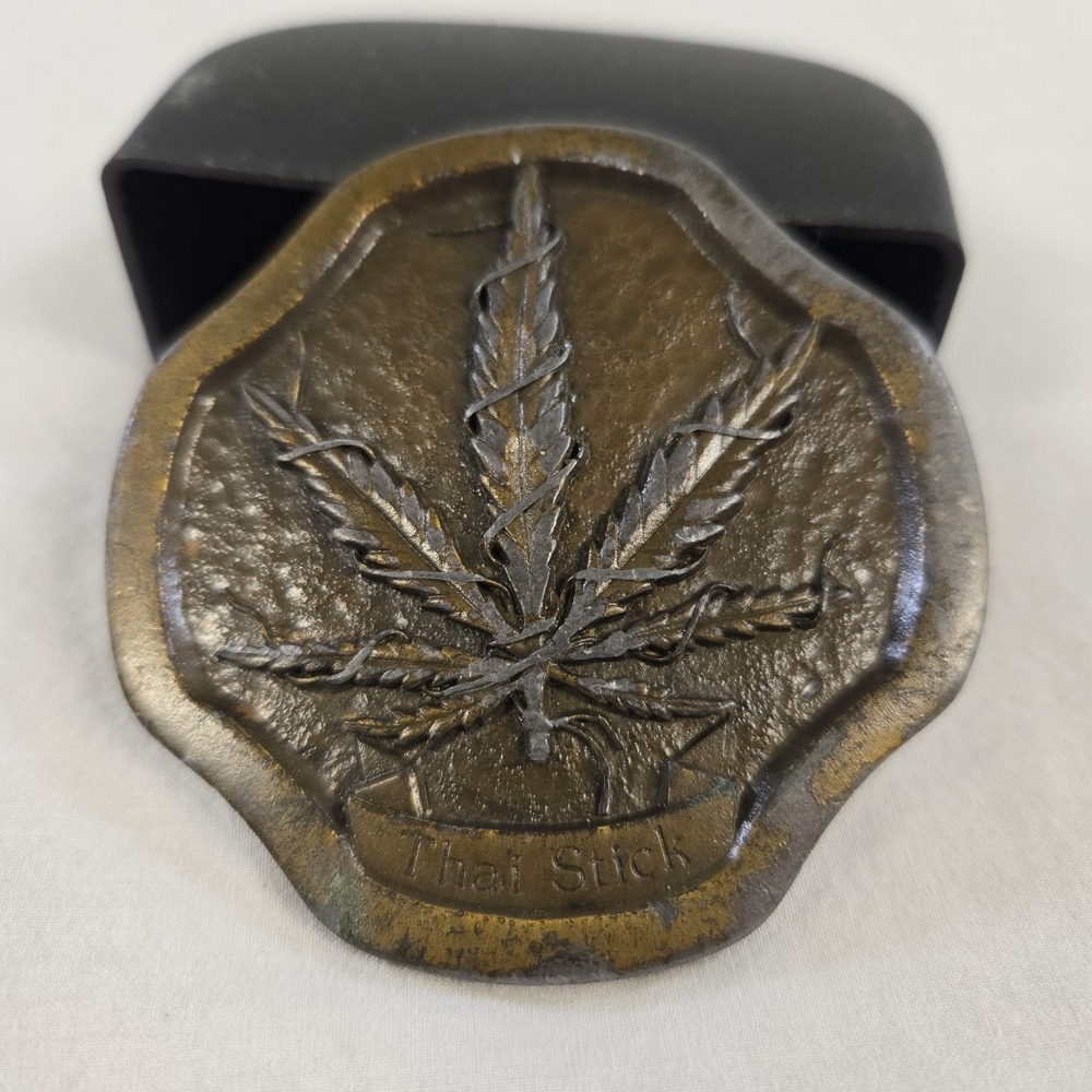 Thai Stick Cannabis Marijuana Hippie 1970s La Venta Vintage Belt Buckle Brass